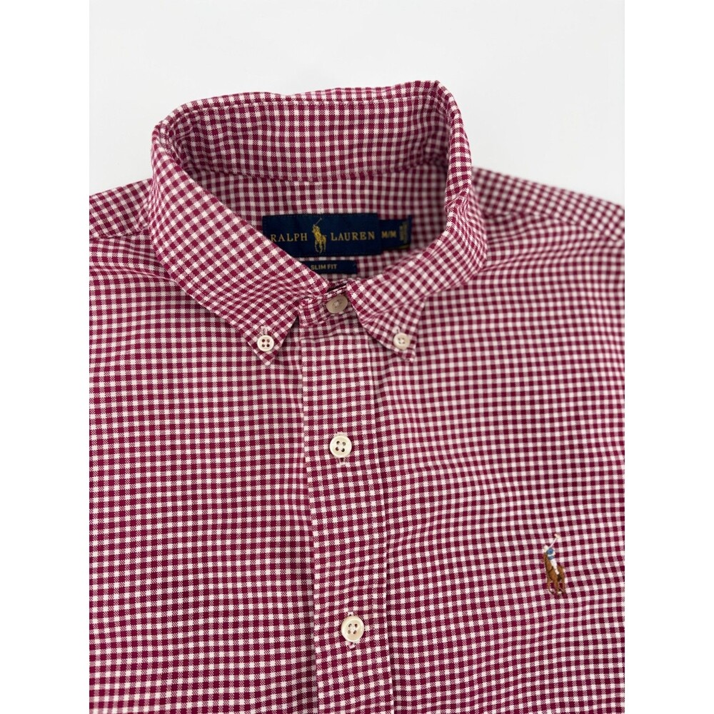 Polo Ralph Lauren Boys Size M 10-12 Red White Gingham Short Sleeve Button Down - Picture 3 of 6